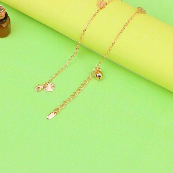 "Delicate Rose Gold Anklet with Lucky Charms & Adjustable Chain, XPAL1073 - Picture 4 of 12